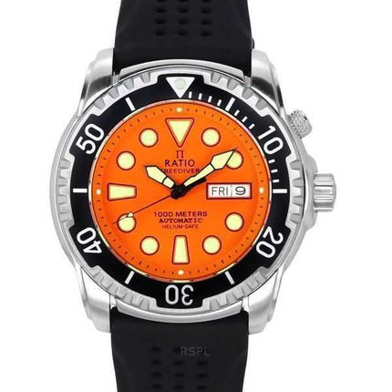 Orologio da uomo Ratio FreeDiver Version 02 Helium Safe 1000M Sapphire Automatic Orange Dial 1068HA90-34VA-ORG-V02