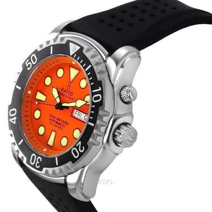 Orologio da uomo Ratio FreeDiver Version 02 Helium Safe 1000M Sapphire Automatic Orange Dial 1068HA90-34VA-ORG-V02