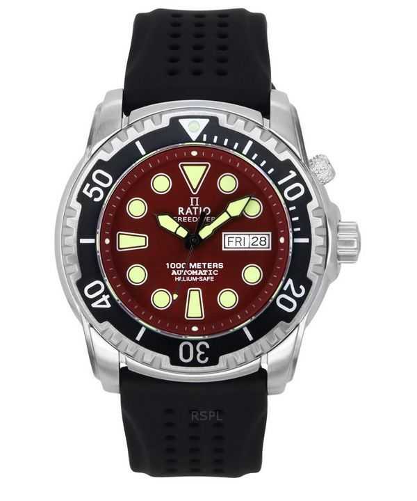 Orologio da uomo Ratio FreeDiver Version 02 Helium Safe 1000M Sapphire Automatic Red Dial 1068HA90-34VA-RED-V02