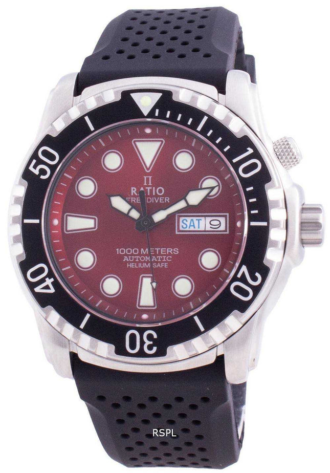 Ratio FreeDiver Helium-Safe 1000M Sapphire Automatic 1068HA90-34VA-RED Orologio da uomo