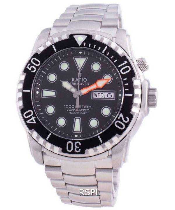 Orologio da uomo Ratio Free Diver Helium-Safe 1000M Sapphire Automatic 1068HA96-34VA-BLK