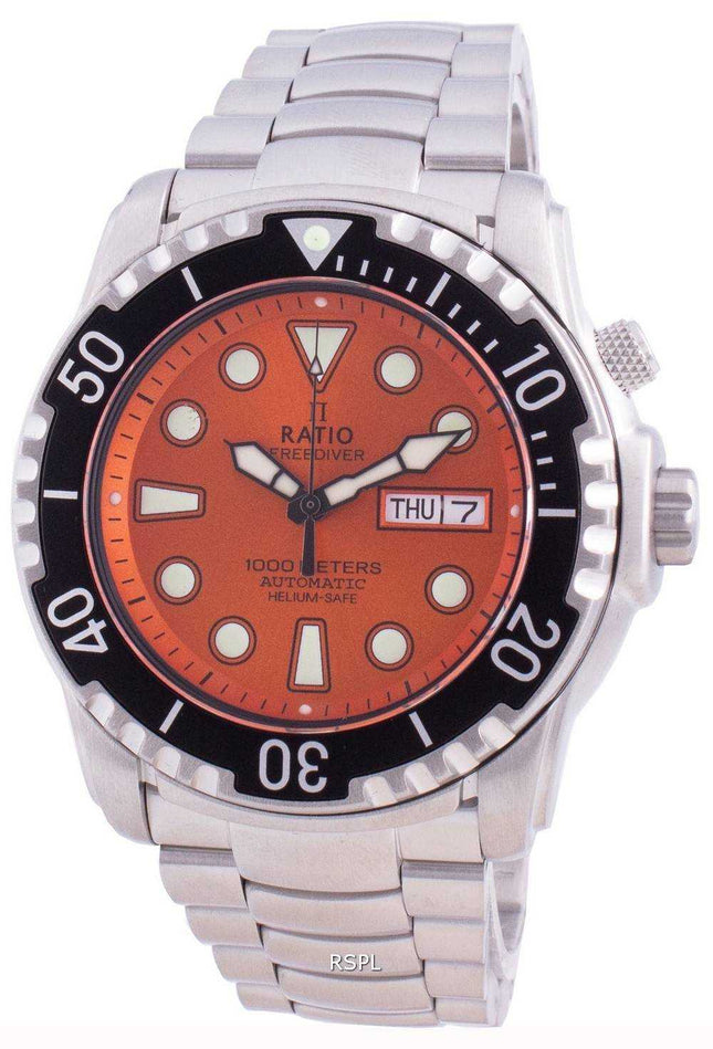 Orologio da uomo Ratio Free Diver Helium-Safe 1000M Sapphire Automatic 1068HA96-34VA-ORG