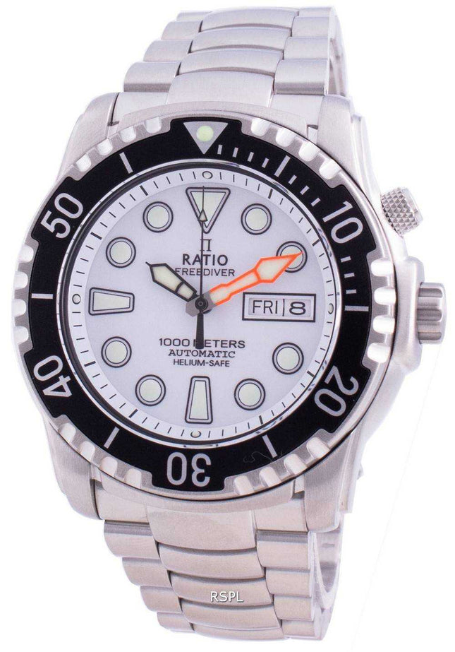 Orologio da uomo Ratio Free Diver Helium-Safe 1000M Sapphire Automatic 1068HA96-34VA-WHT