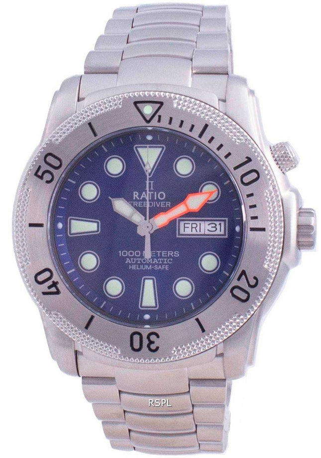 Orologio da uomo Ratio Free Diver Helium-Safe automatico 1068MD96-34VA-BLU 1000M