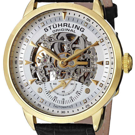 Orologio da Uomo Stuhrling Original Executive Skeleton Black Leather 133.33352