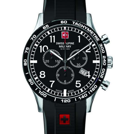 Orologio da uomo Swiss Alpine Military di Grovana Aviator Chrono quadrante nero al quarzo 1746.9837 100M