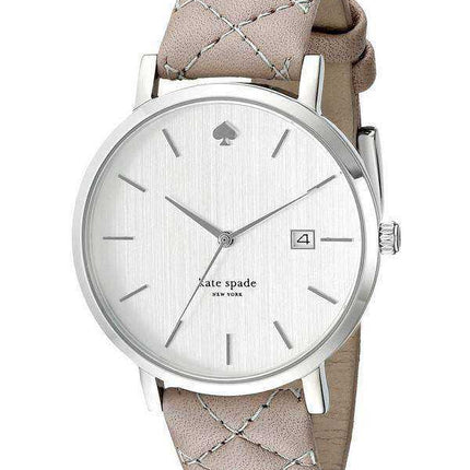 Cinturino in pelle quadrante argenté con quadrante argento al quarzo metro Kate Spade New York