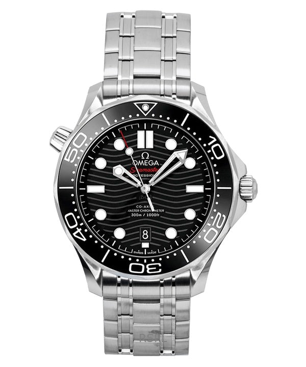 Orologio da uomo Omega Seamaster Diver automatico in acciaio inossidabile con quadrante nero 210.30.42.20.01.001 300M