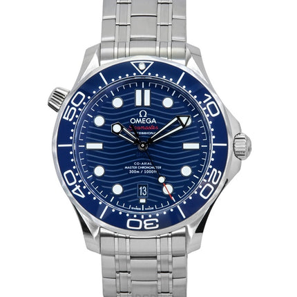 Orologio da uomo Omega Seamaster in acciaio inossidabile con quadrante blu automatico subacqueo 210.30.42.20.03.001 300M