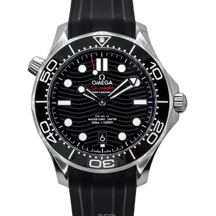 Orologio da uomo Omega Seamaster con cinturino in gomma e quadrante nero, automatico, subacqueo, 210.32.42.20.01.001, 300 m