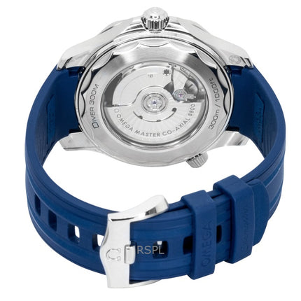 Orologio da uomo Omega Seamaster con cinturino in gomma e quadrante blu, automatico, subacqueo, 210.32.42.20.03.001, 300 m