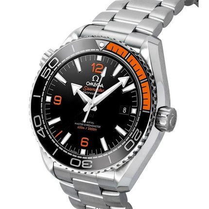 Orologio da uomo Omega Seamaster Planet Ocean in acciaio inossidabile con quadrante nero, automatico, subacqueo, 215.30.44.21.01.002, 600 m