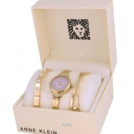 Orologio da donna Anne Klein tono oro con accenti di cristallo quadrante viola al quarzo 2244LVST