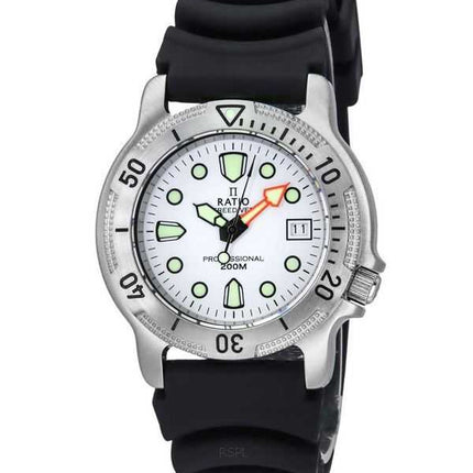 Orologio da uomo Ratio FreeDiver professionale con zaffiro quadrante bianco al quarzo 22AD202-WHT 200M