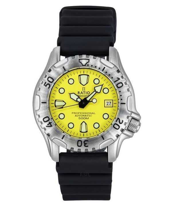 Orologio da uomo Ratio FreeDiver Professional 500M Sapphire Yellow Dial Automatic 32GS202A-YLW