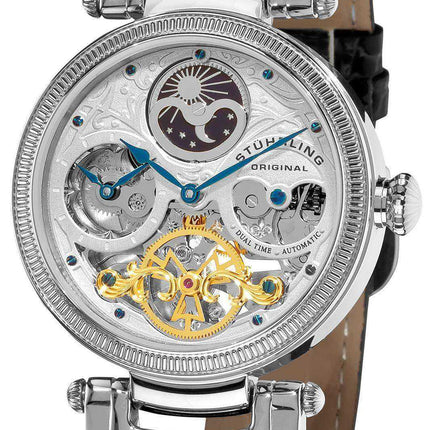 Orologio da uomo Stuhrling Original Magistrate Automatic Dual Time Skeleton Dial 353A.33152