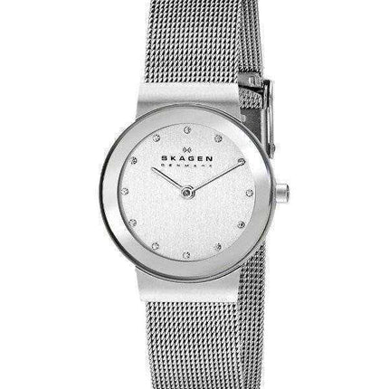 Skagen Classic Swarovski Crystal Chrome Dial Mesh Bracelet 358SSSD Orologio da donna