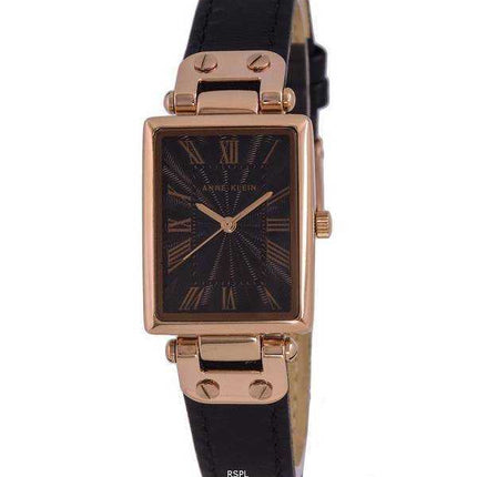 Orologio da donna Anne Klein classico in pelle con quadrante nero al quarzo 3752RGBK