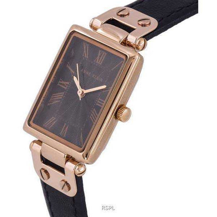Orologio da donna Anne Klein classico in pelle con quadrante nero al quarzo 3752RGBK