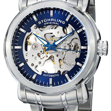 Stuhrling Original Delphi Antium Automatic Skeleton quadrante blu 387.33116 Orologio da uomo