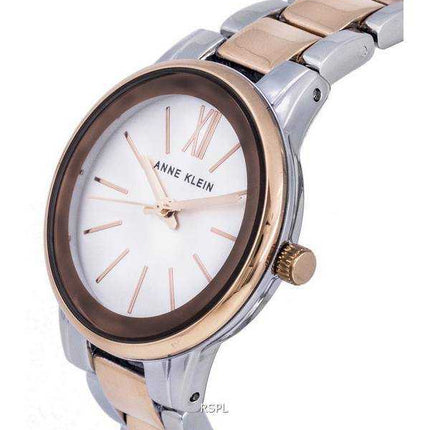 Orologio da donna Anne Klein bicolore in acciaio inossidabile con quadrante bianco al quarzo 3877SVRT
