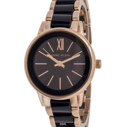 Orologio da donna Anne Klein bicolore in acciaio inossidabile con quadrante nero al quarzo 3878BKRG