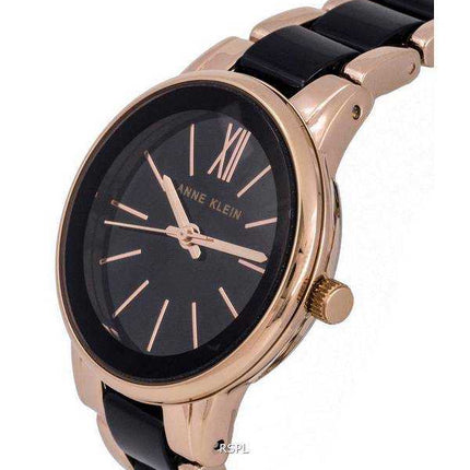 Orologio da donna Anne Klein bicolore in acciaio inossidabile con quadrante nero al quarzo 3878BKRG
