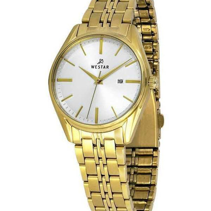 Orologio da donna 40210GPN107 al quarzo con quadrante bianco in acciaio inossidabile tono oro con profilo Westar