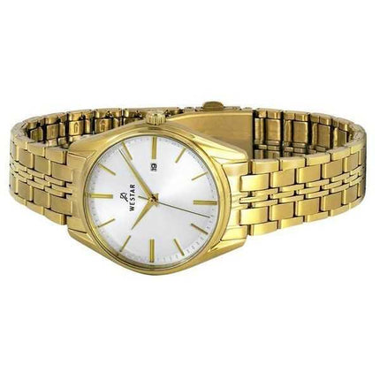 Orologio da donna 40210GPN107 al quarzo con quadrante bianco in acciaio inossidabile tono oro con profilo Westar