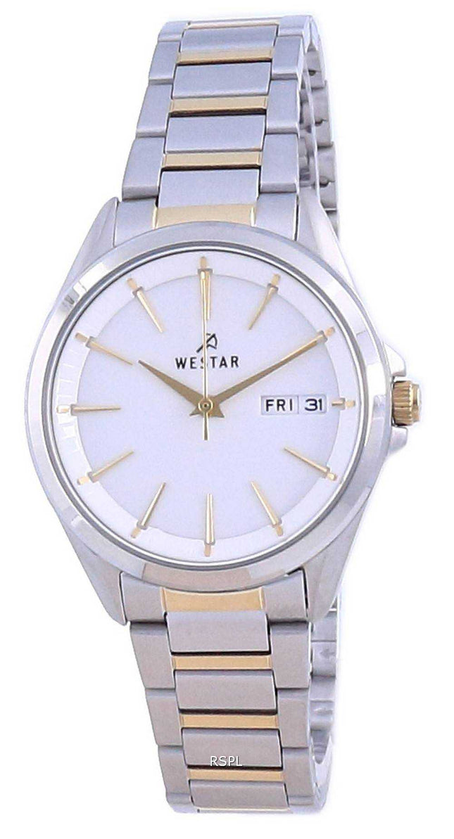 Orologio da donna Westar con quadrante bianco bicolore in acciaio inossidabile 40212 CBN 101