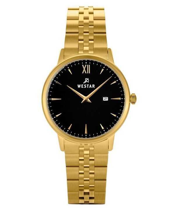 Orologio da donna al quarzo 40215GPN103 con quadrante nero in acciaio inossidabile tono oro con profilo Westar
