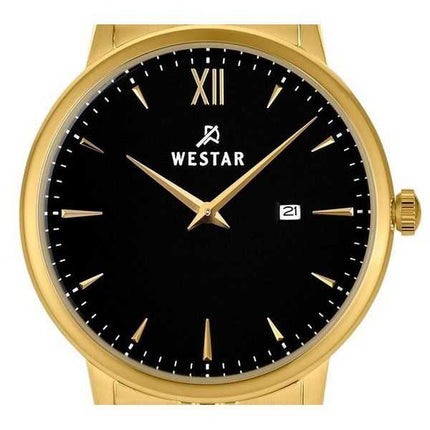 Orologio da donna al quarzo 40215GPN103 con quadrante nero in acciaio inossidabile tono oro con profilo Westar