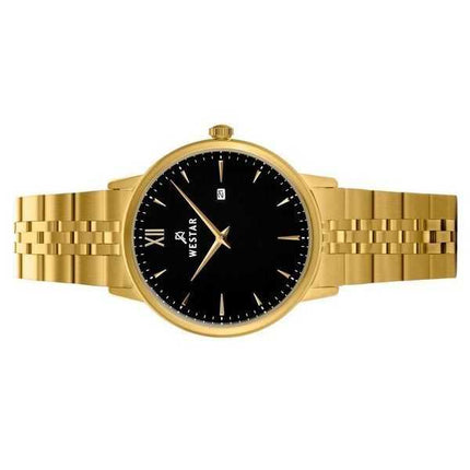 Orologio da donna al quarzo 40215GPN103 con quadrante nero in acciaio inossidabile tono oro con profilo Westar