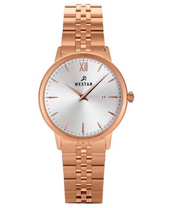 Orologio da donna al quarzo 40215PPN607 con quadrante argentato in acciaio inossidabile tono oro rosa con profilo Westar