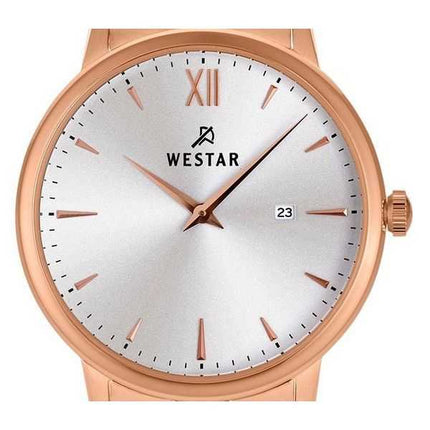 Orologio da donna al quarzo 40215PPN607 con quadrante argentato in acciaio inossidabile tono oro rosa con profilo Westar