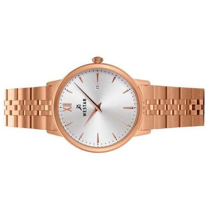 Orologio da donna al quarzo 40215PPN607 con quadrante argentato in acciaio inossidabile tono oro rosa con profilo Westar