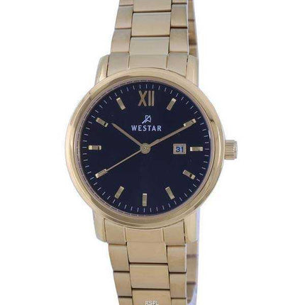 Westar quadrante nero tono oro acciaio inossidabile quarzo 40245 GPN 103 orologio da donna