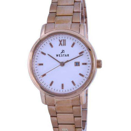 Orologio da donna Westar con quadrante bianco in acciaio inossidabile tono oro rosa 40245 PPN 601