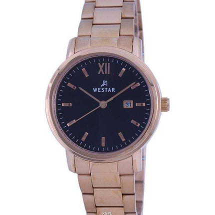 Orologio da donna Westar con quadrante nero tono oro rosa in acciaio inossidabile 40245 PPN 603