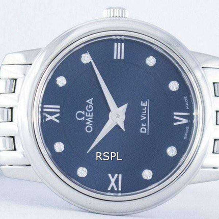 Omega DeVille Prestige Quartz Diamond Accent Power Reserve 424.10.27.60.53.001 Orologio da donna