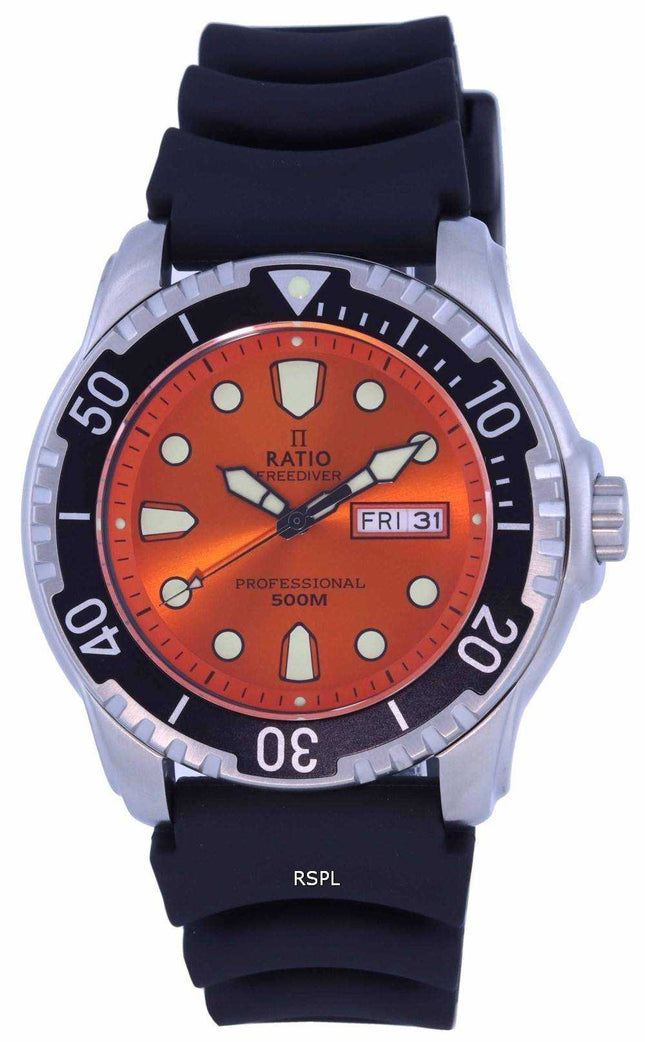 Rapporto FreeDiver quadrante arancione cinturino in PU al quarzo 48HA90-02-ORG 500M orologio da uomo