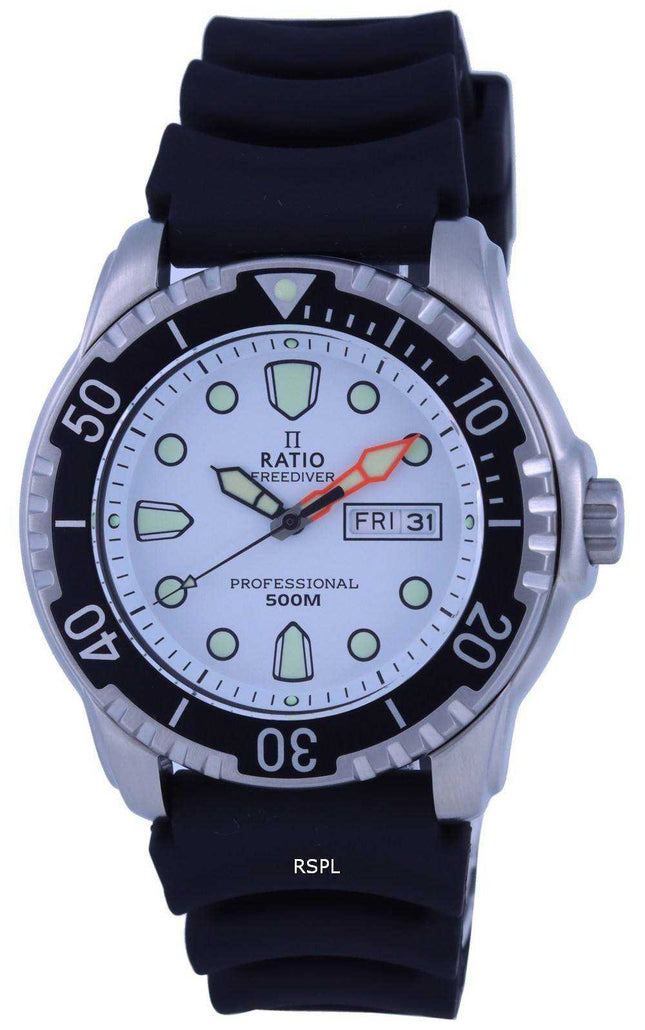 Rapporto FreeDiver quadrante bianco cinturino in PU al quarzo 48HA90-02-WHT 500M orologio da uomo