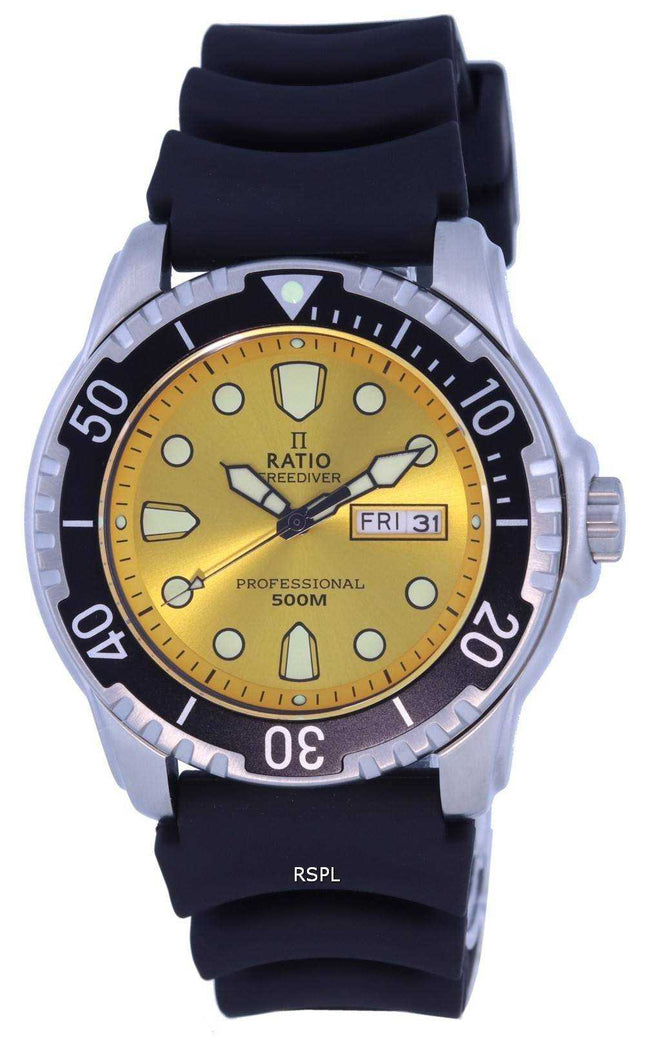 Rapporto FreeDiver quadrante giallo cinturino in PU al quarzo 48HA90-02-YLW 500M orologio da uomo
