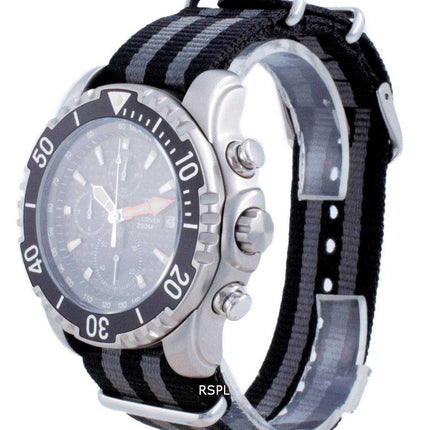 Ratio Free Diver Chronograph Nylon Quartz Diver&#39;s 48HA90-17-CHR-BLK-var-NATO1 200M Orologio da uomo