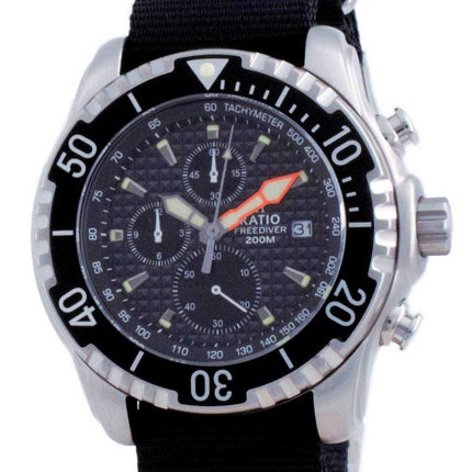 Rapporto Free Diver Chronograph Nylon Quartz Diver's 48HA90-17-CHR-BLK-var-NATO4 200M Orologio da uomo