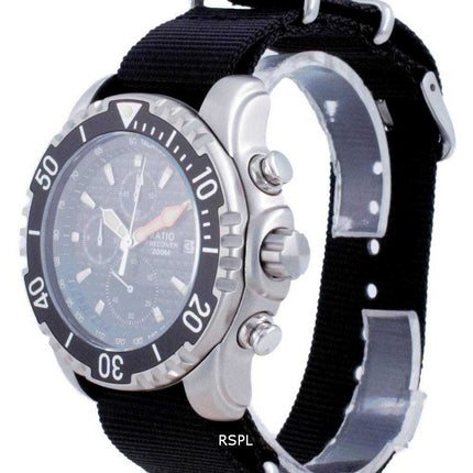 Rapporto Free Diver Chronograph Nylon Quartz Diver's 48HA90-17-CHR-BLK-var-NATO4 200M Orologio da uomo