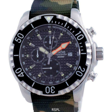 Rapporto Free Diver Chronograph Nylon Quartz Diver's 48HA90-17-CHR-BLK-var-NATO5 200M Orologio da uomo