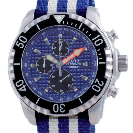 Rapporto Free Diver Chronograph Nylon Quartz Diver's 48HA90-17-CHR-BLU-var-NATO2 200M Orologio da uomo