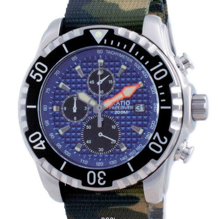Rapporto Free Diver Chronograph Nylon Quartz Diver's 48HA90-17-CHR-BLU-var-NATO5 200M Orologio da uomo