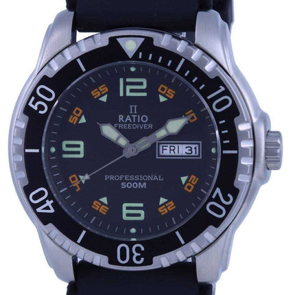 Rapporto FreeDiver quadrante nero cinturino in PU al quarzo 48HA90-19-BLK 500M orologio da uomo